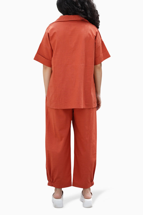Rust Ekin Shirt and Hera Cotton Pants Set