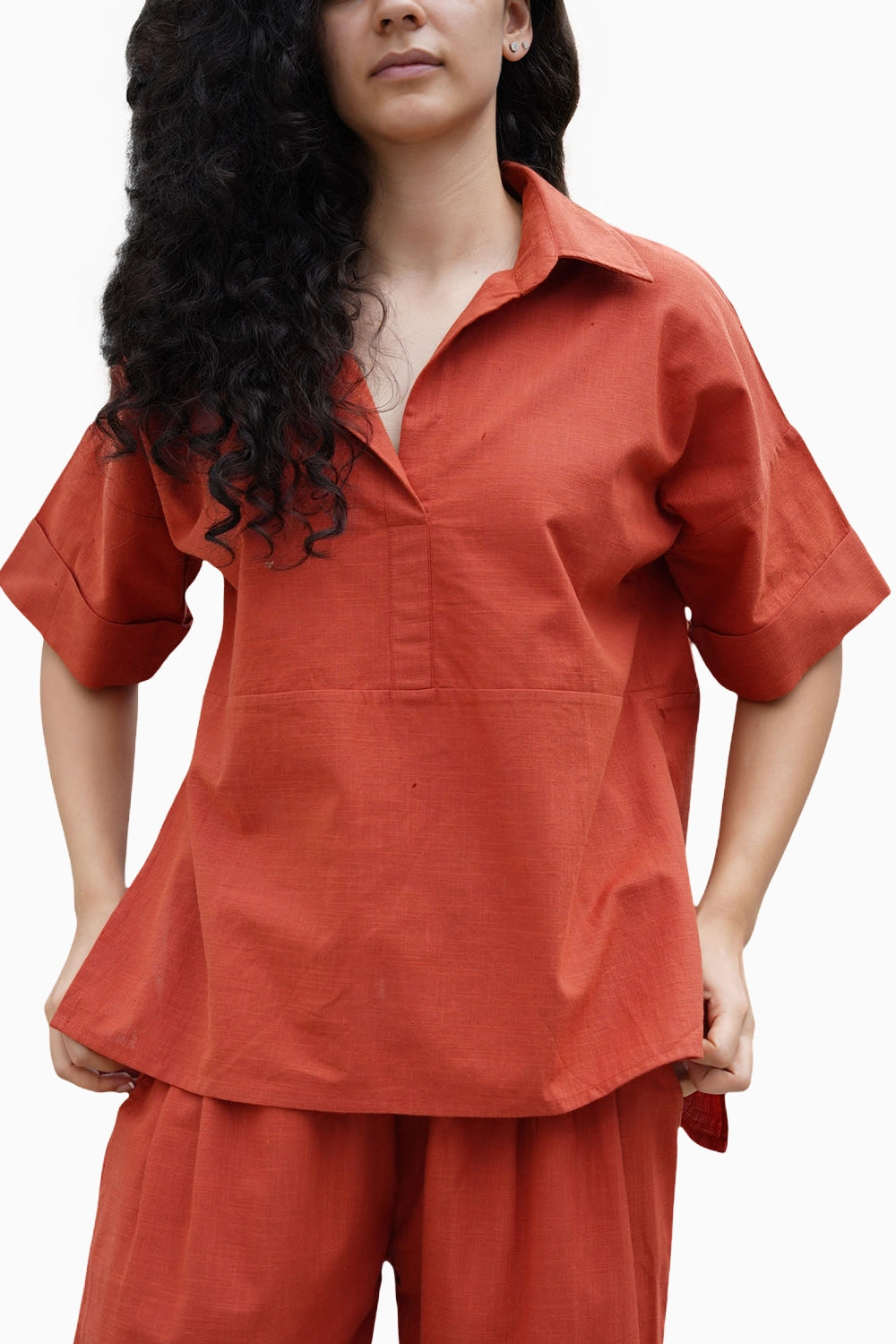 Rust Ekin Shirt and Hera Cotton Pants Set