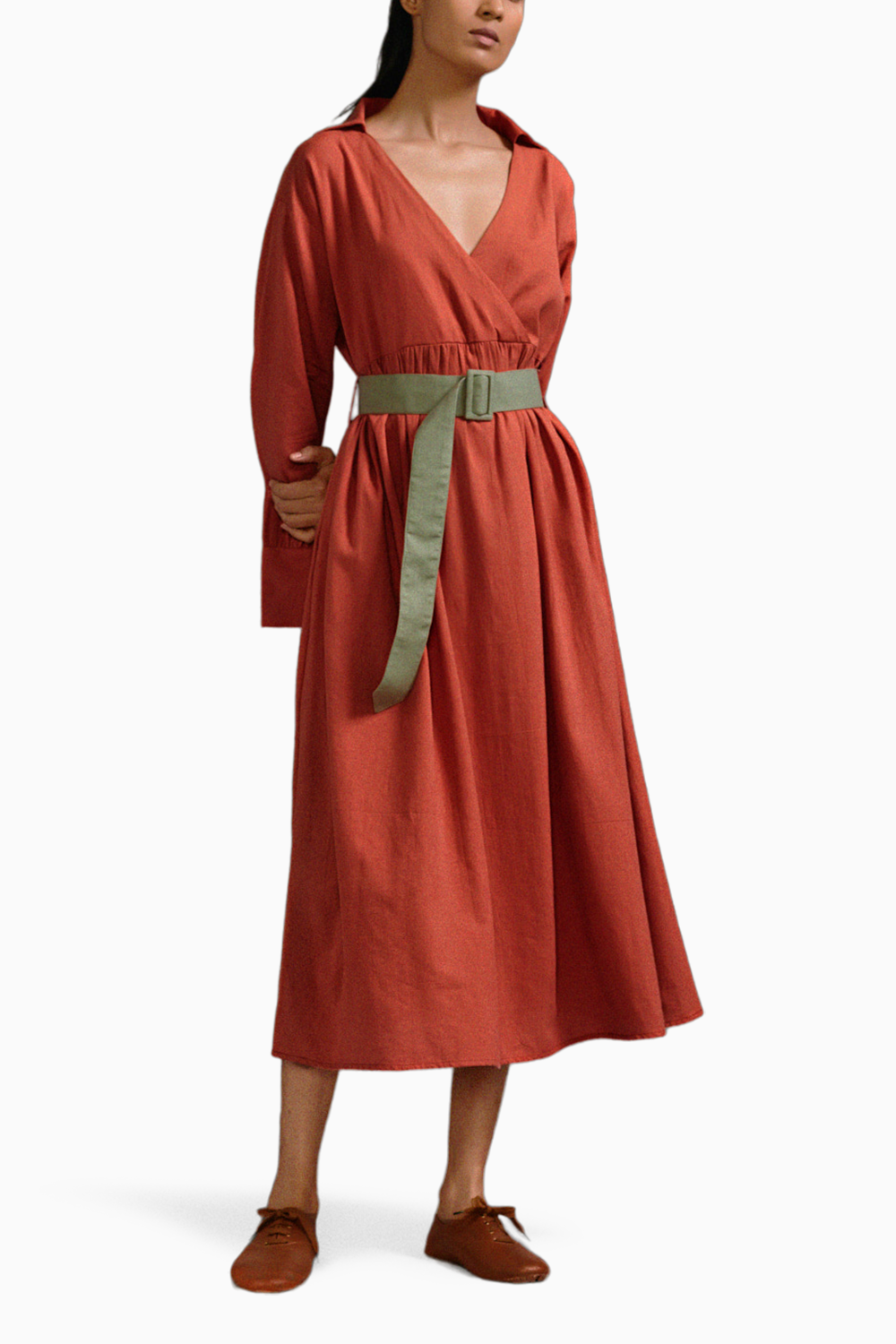 Rust Safari Belted Dress