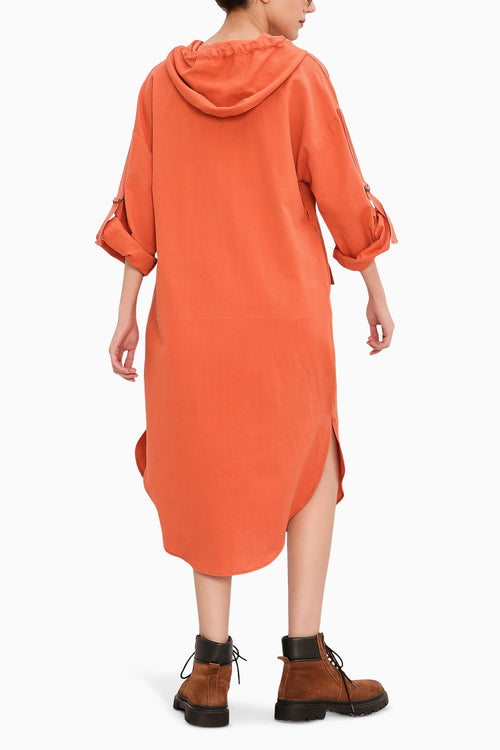 Rust Safari Pocket Hooded Dress