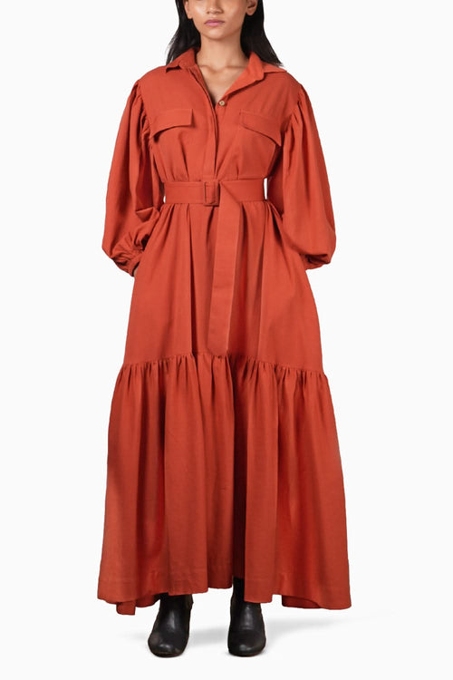 Rust Shirt Kaavya Dress