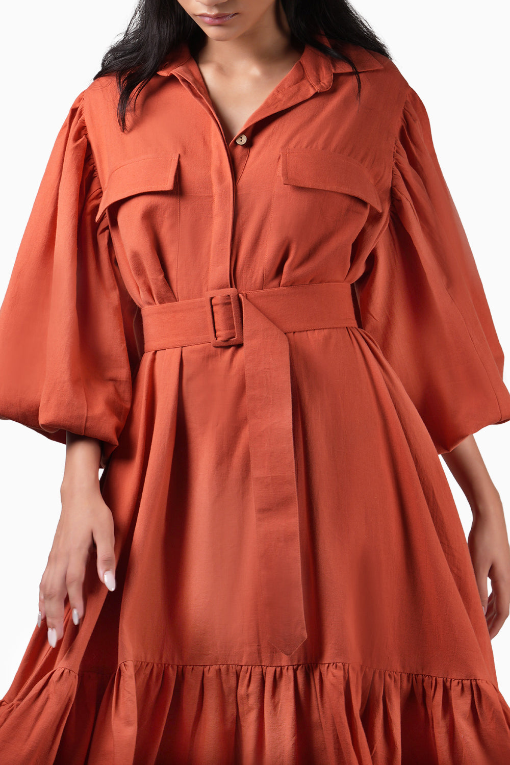 Rust Shirt Kaavya Dress