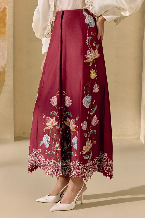 Ivory Cutwork Top And Skirt Set