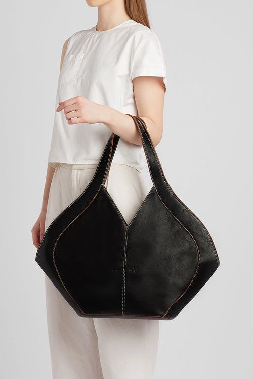 Safra Pebble Black Tote Bag
