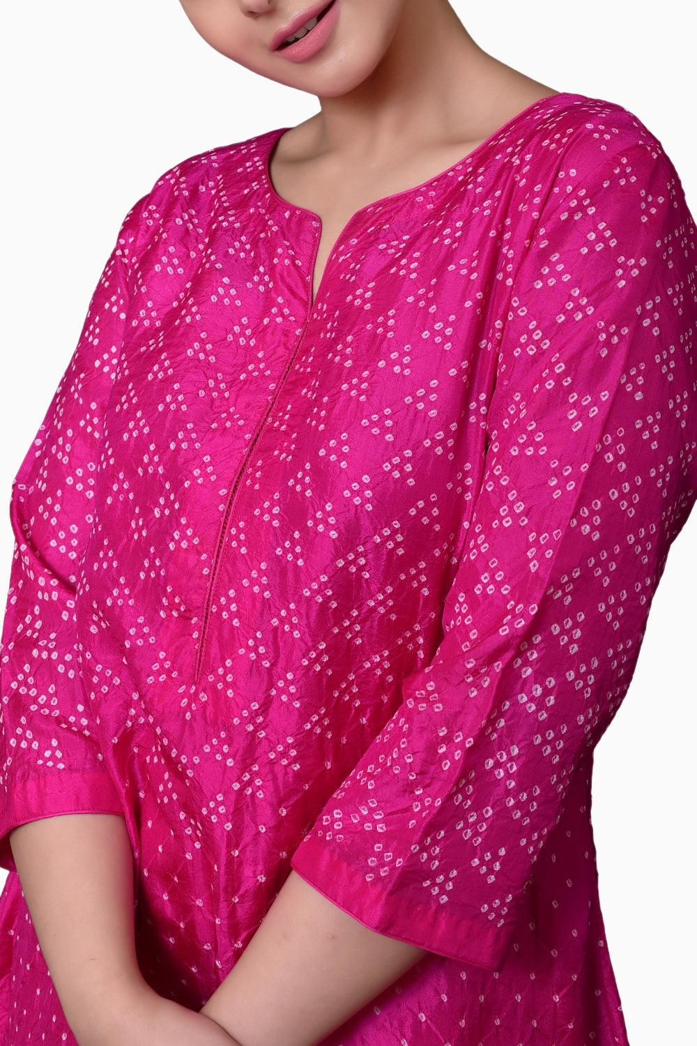 Rani Bandhani Silk Kurta