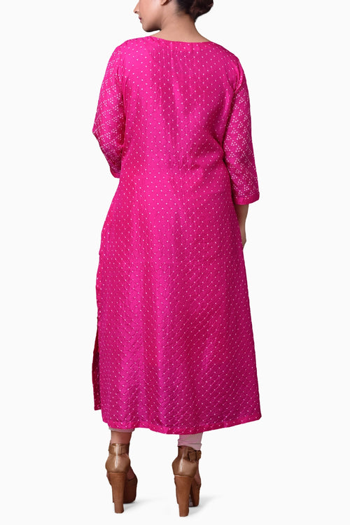 Rani Bandhani Silk Kurta