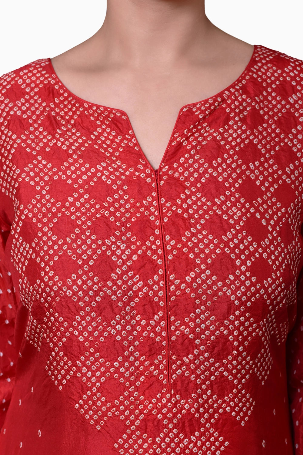 Red Geomteric Yoke Kurta