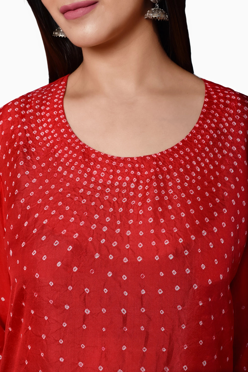 Red Radial Bandhani Kurta