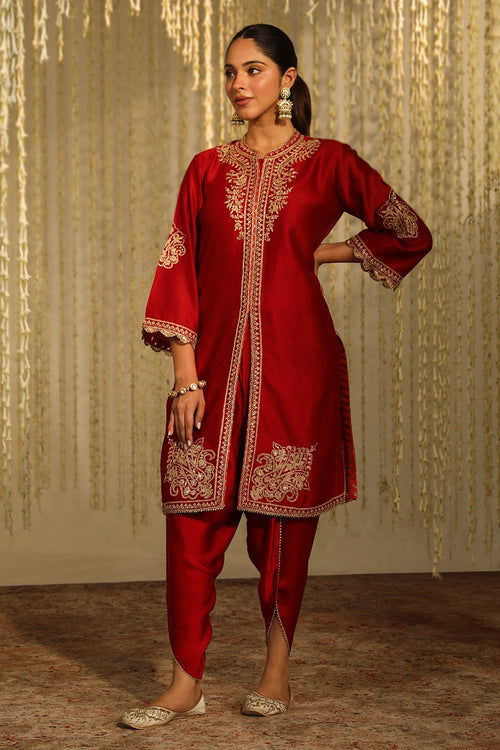 Gulbano Deep Red Kurta Set