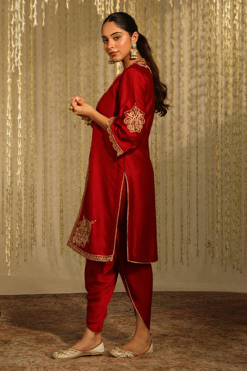 Gulbano Deep Red Kurta Set