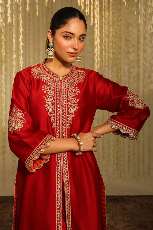 Gulbano Deep Red Kurta Set