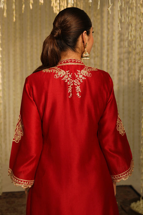 Gulbano Deep Red Kurta Set