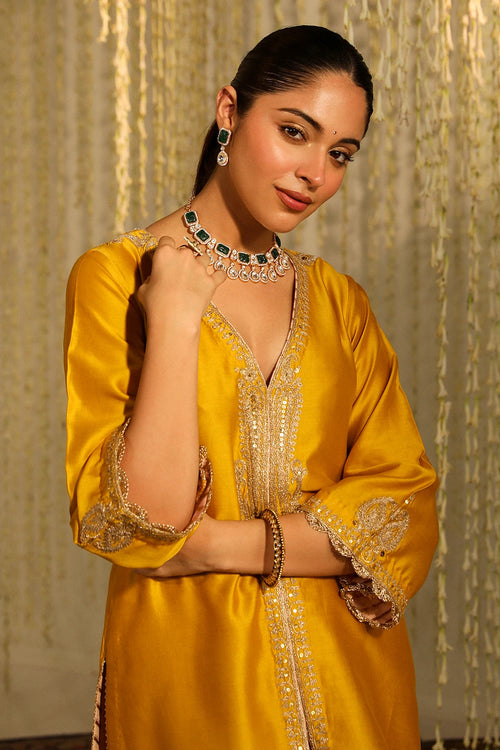 Umrah Glaze Mustard Kurta Set