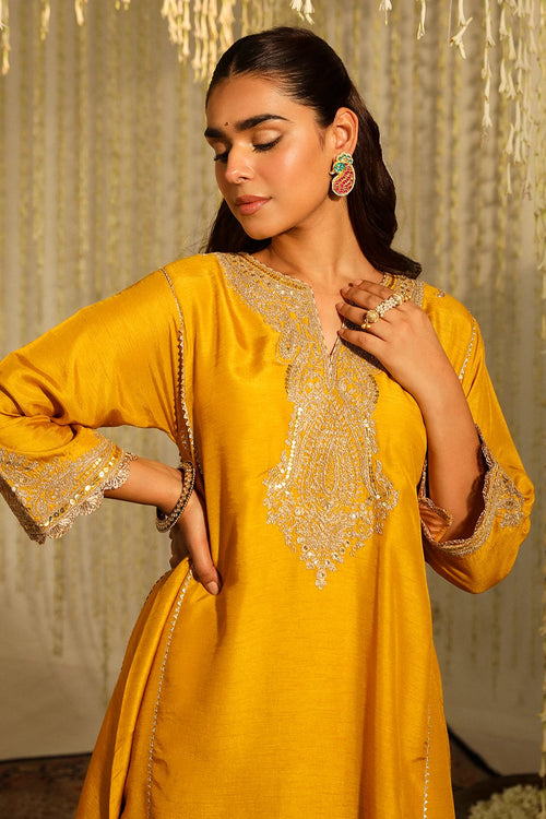 Mehnaaz Glaze Mustard Kurta Set