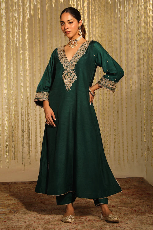 Mysha Emerald Green Kurta Set