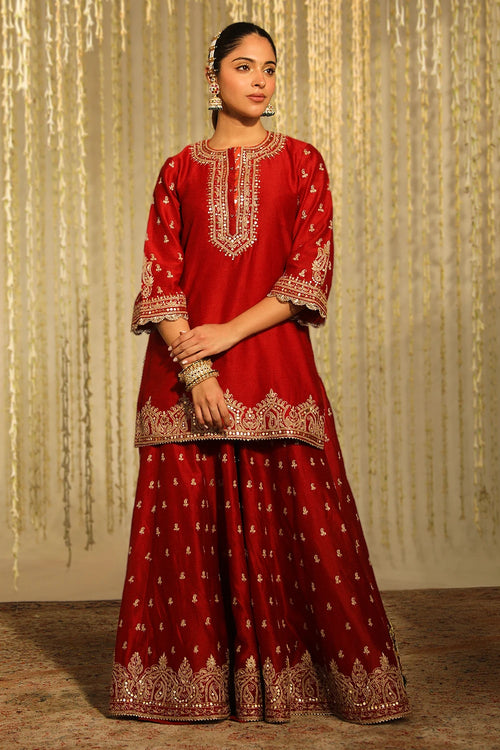 Mishika Deep Red Kurta Set