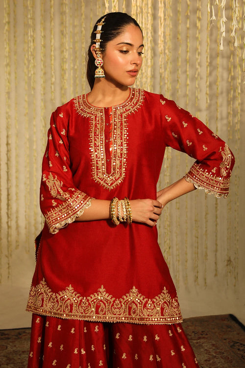 Mishika Deep Red Kurta Set