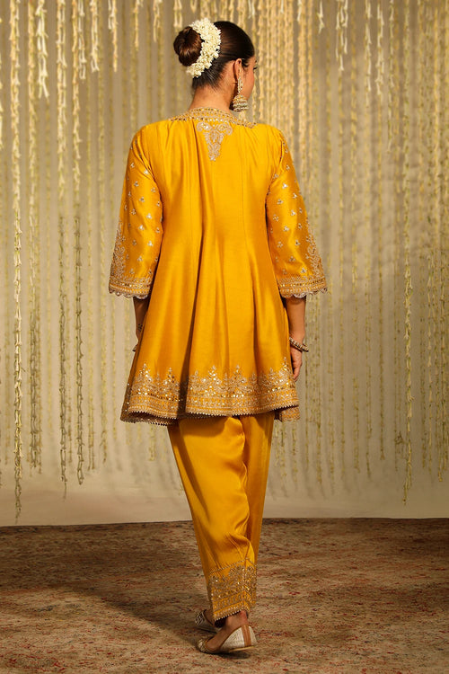 Warizah Glaze Mustard Kurta Set