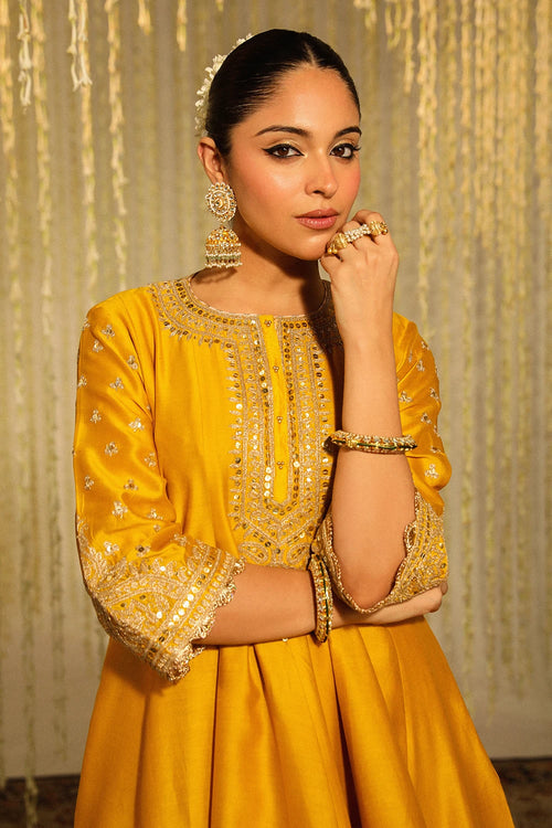 Warizah Glaze Mustard Kurta Set