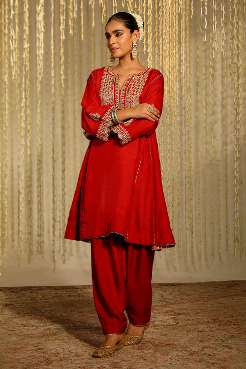 Mehreen Deep Red Kurta Set