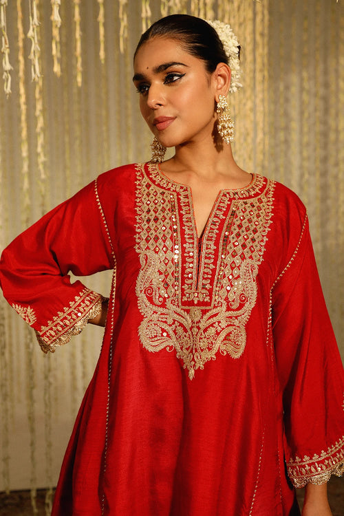 Mehreen Deep Red Kurta Set
