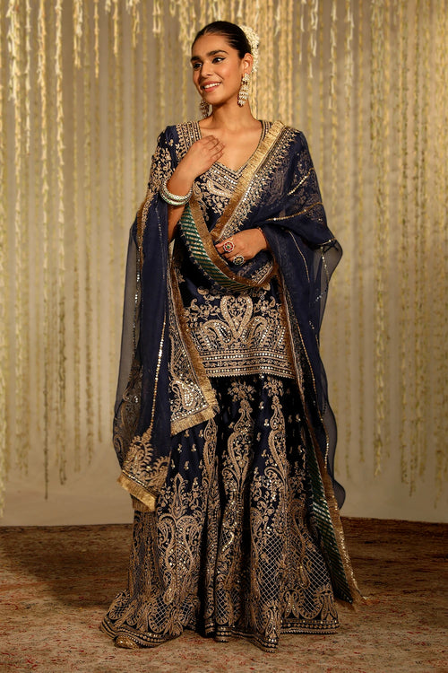 Aafiya Deep Blue Kurta Set
