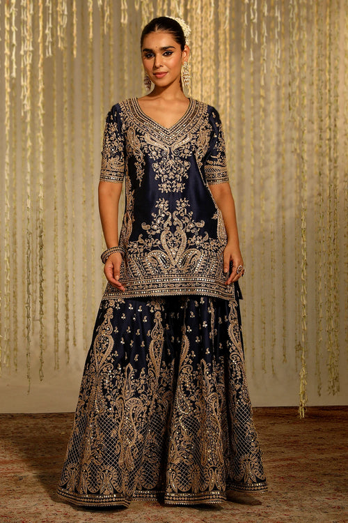 Aafiya Deep Blue Kurta Set