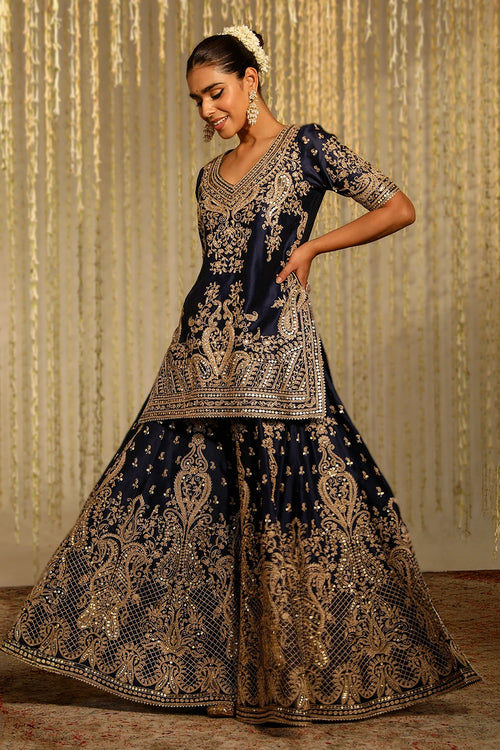 Aafiya Deep Blue Kurta Set