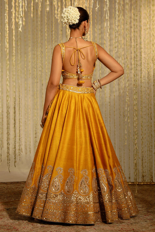 Amna Glaze Mustard Lehenga Set