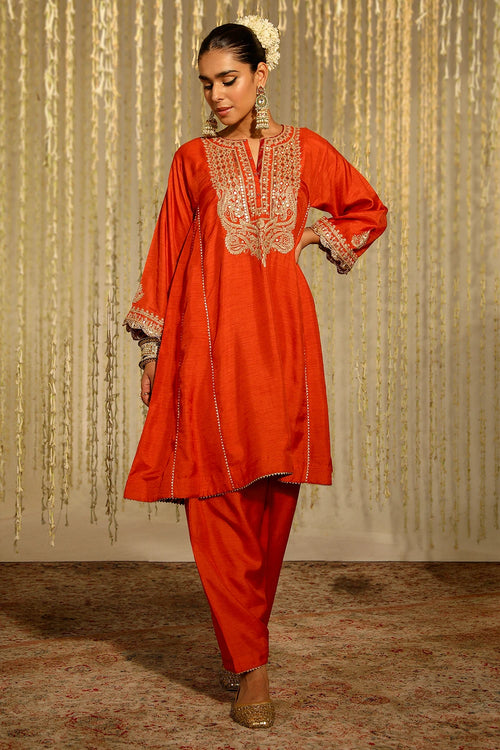 Mehreen Burnt Orange Kurta Set