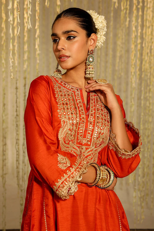 Mehreen Burnt Orange Kurta Set