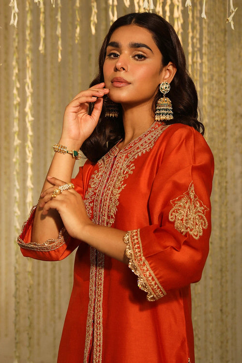 Gulbano Burnt Orange Kurta Set