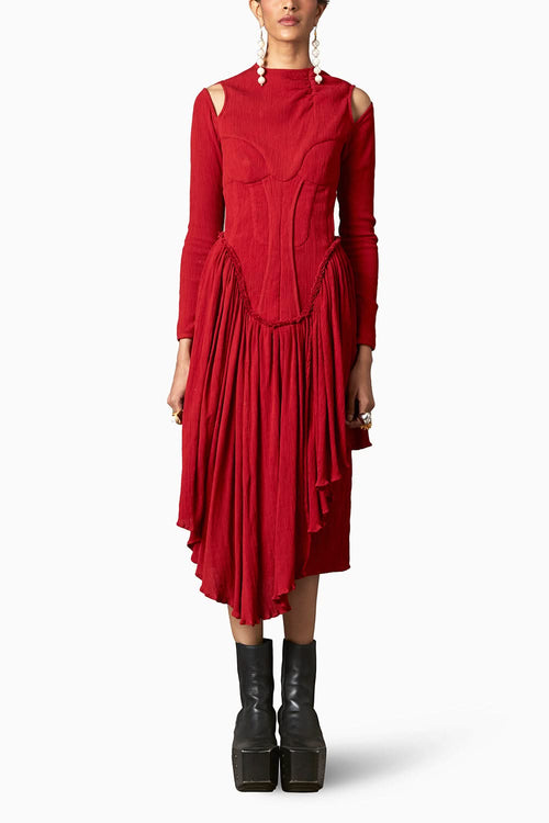 Scarlet Draped Dress