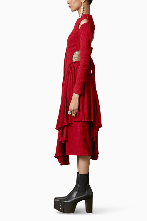 Scarlet Draped Dress