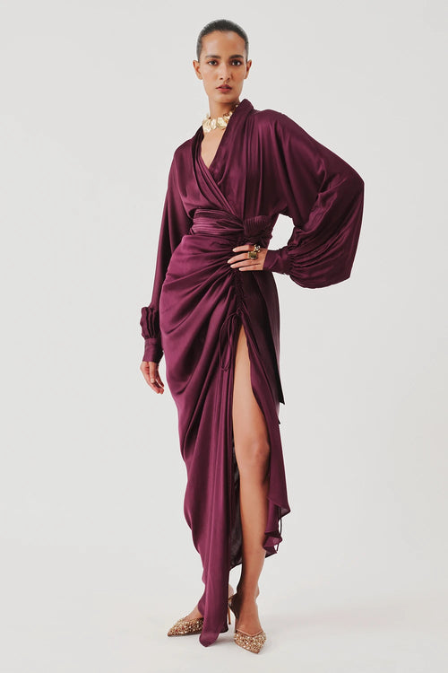Burgundy Draped Dress