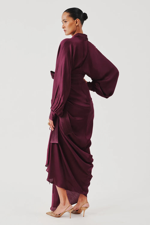 Burgundy Draped Dress