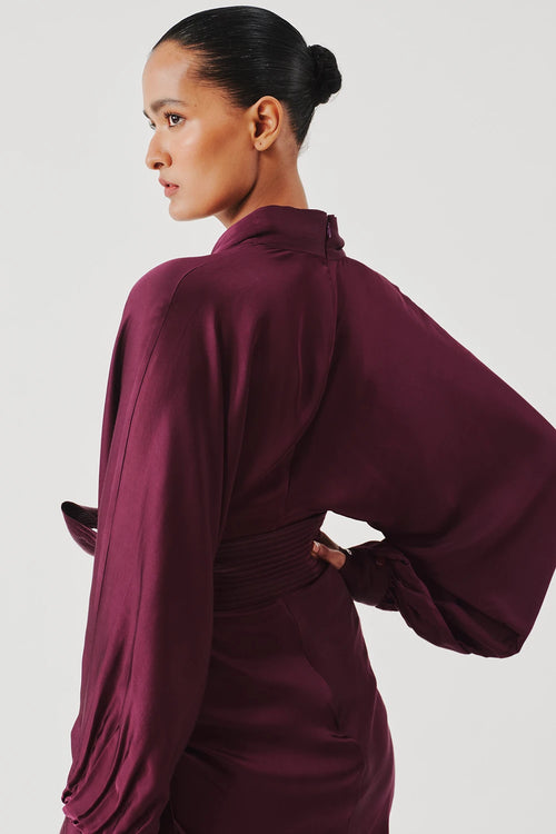 Burgundy Draped Dress