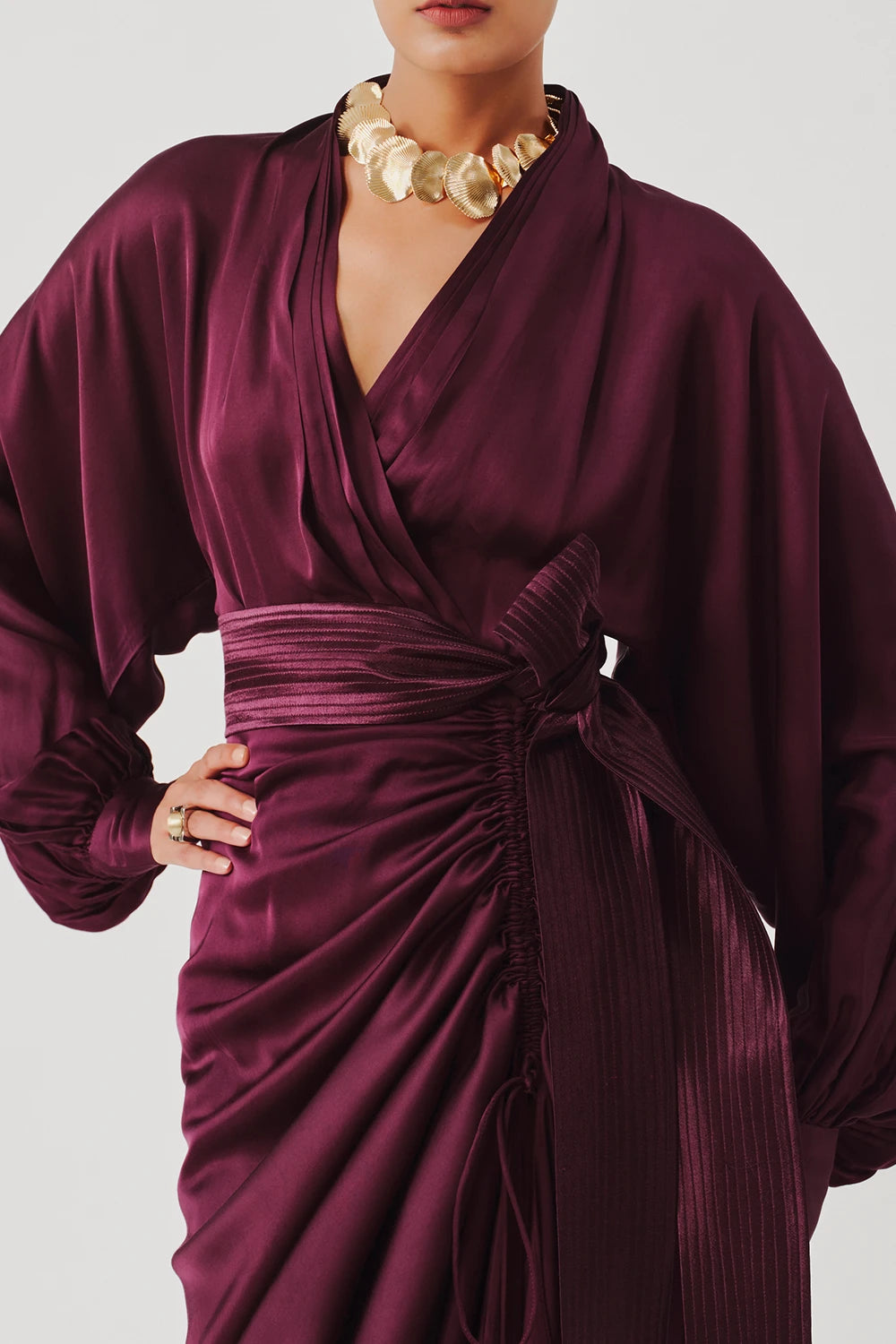 Burgundy Draped Dress