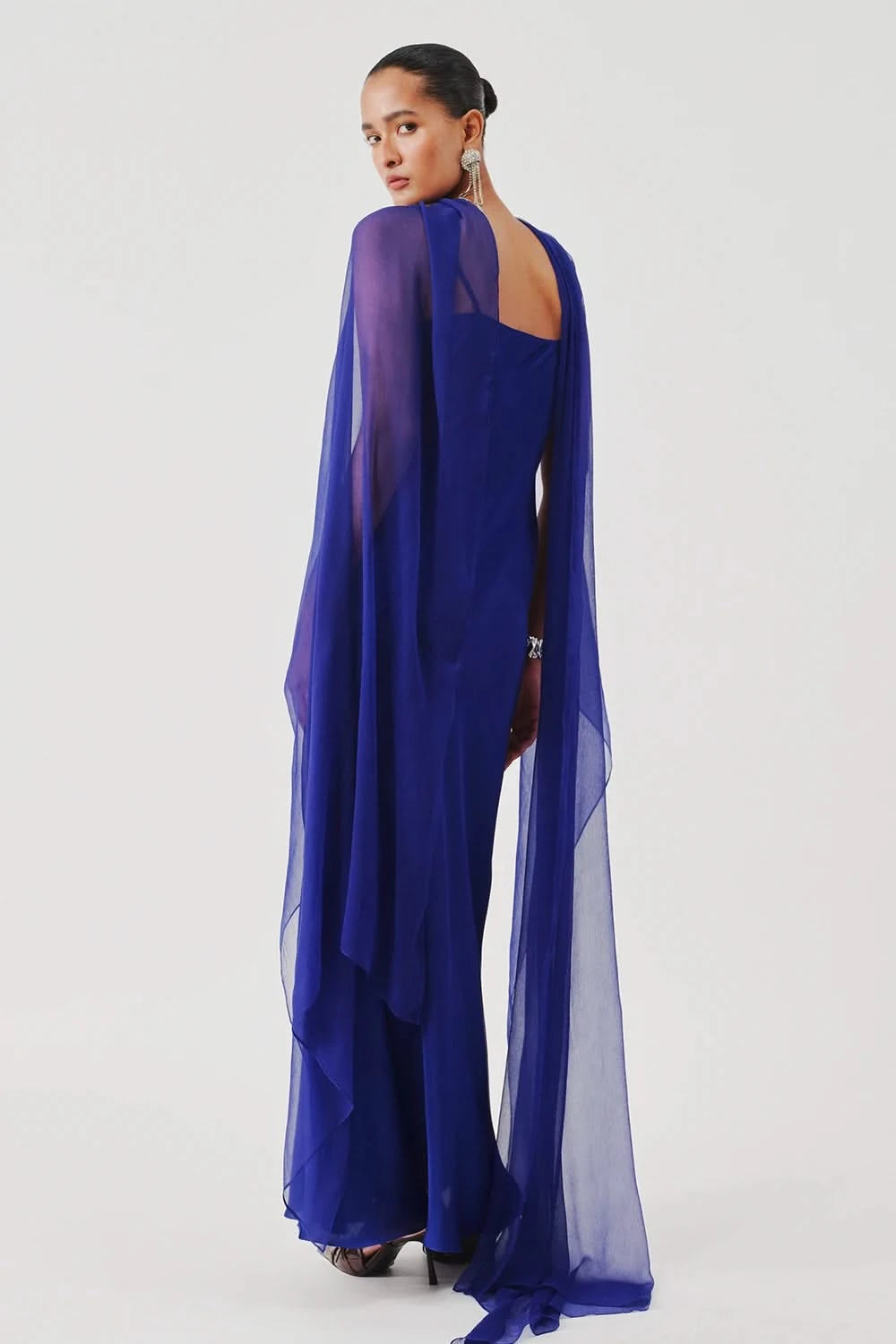 Tyra Slip Dress in Blue with Scarf