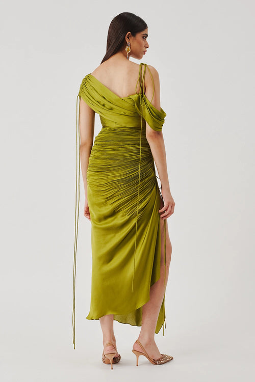 Olive Ruched Dress