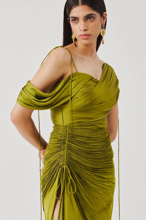 Olive Ruched Dress