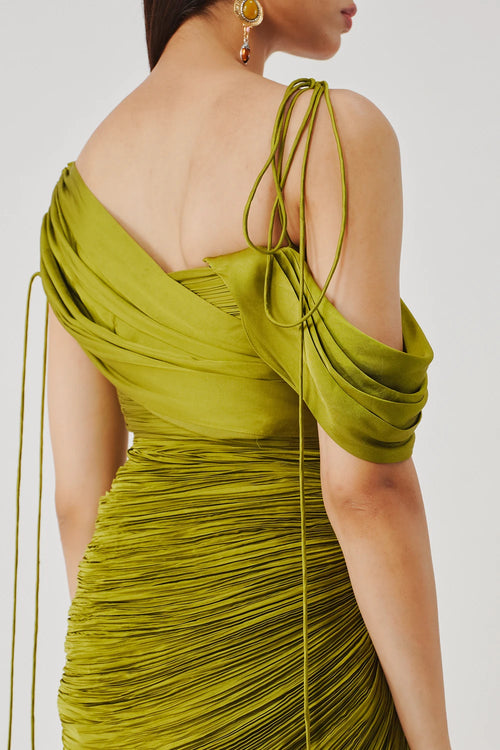 Olive Ruched Dress