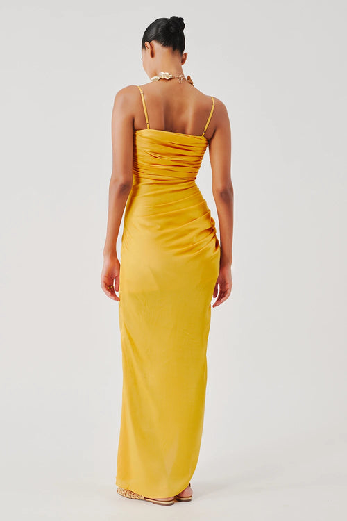 Sunny Yellow Spagetti Draped Dress