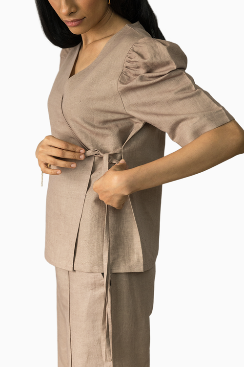 Puff Sleeve Wrap Top