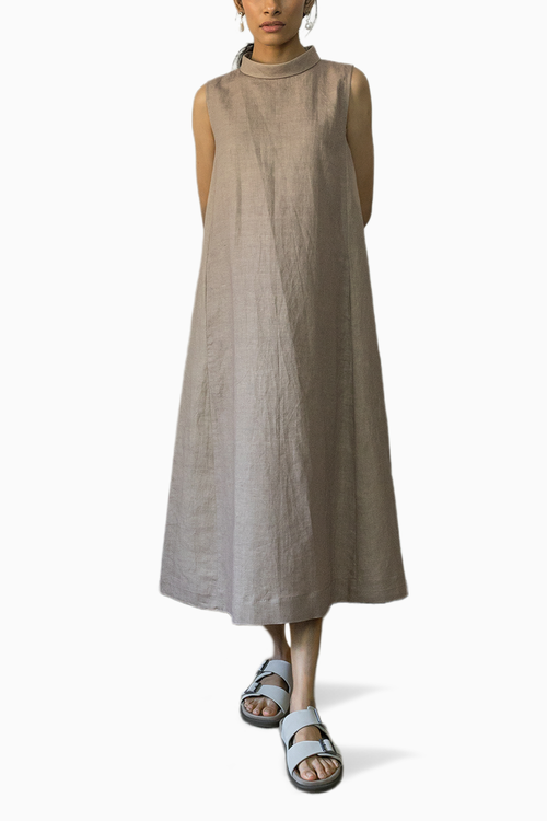 High-Neck A-Line Dress