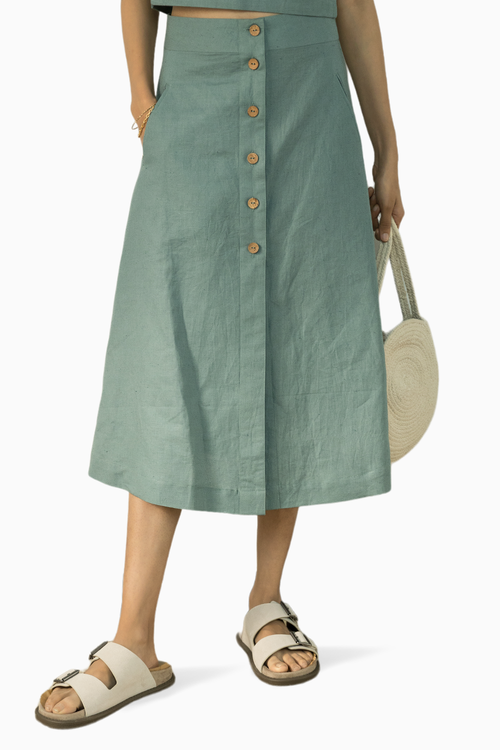 Button-Down Midi Skirt