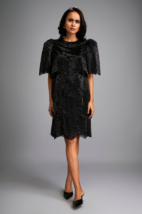 Noir Gleam Knee-Length Dress