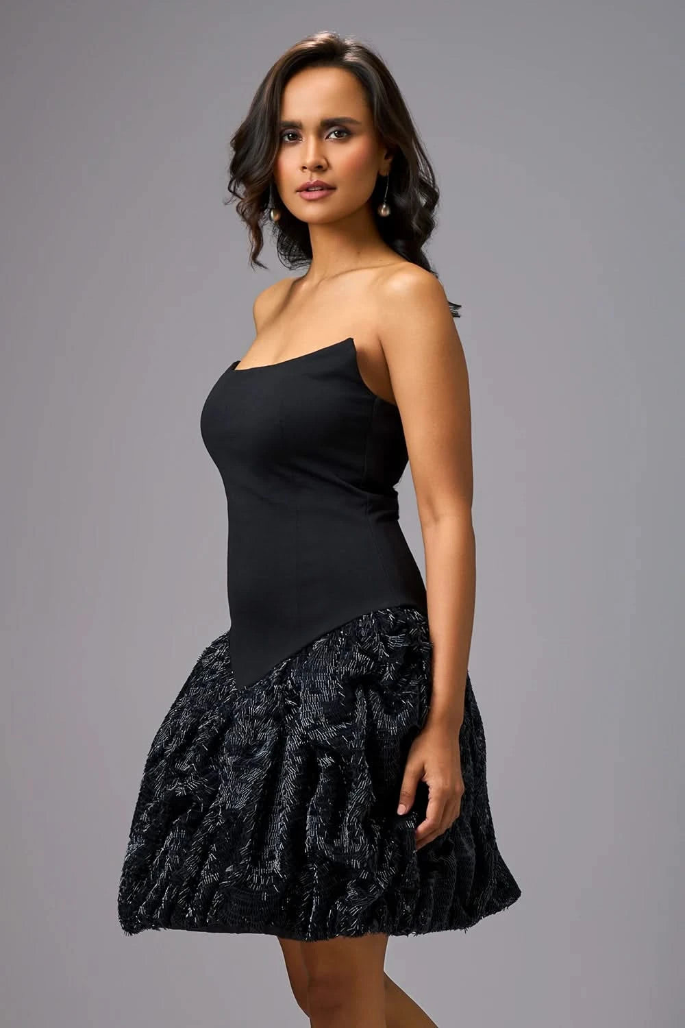 Midnight Radiance Strapless Shimmer Mini