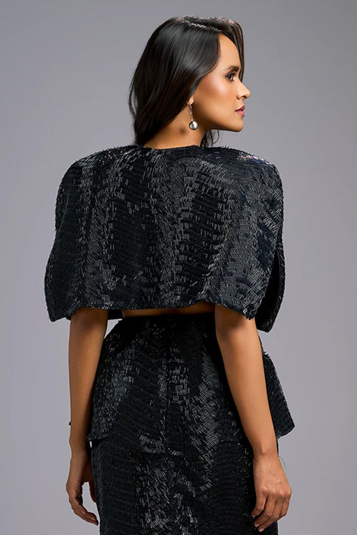 Midnight Structured Shimmer Cape