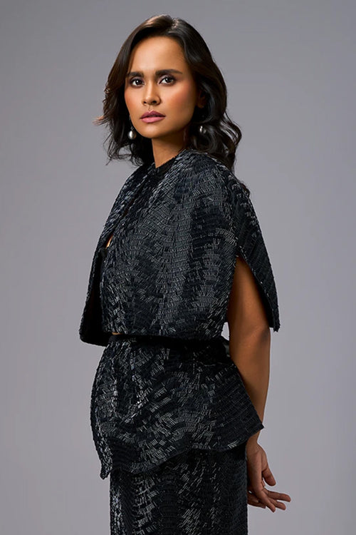 Midnight Structured Shimmer Cape